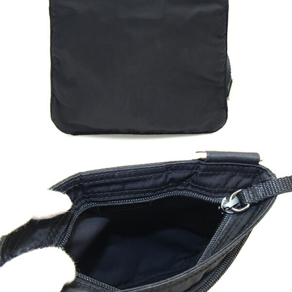 PRADA Shoulder Bag Black Nylon Pochette Triangle - Picture 2 of 10